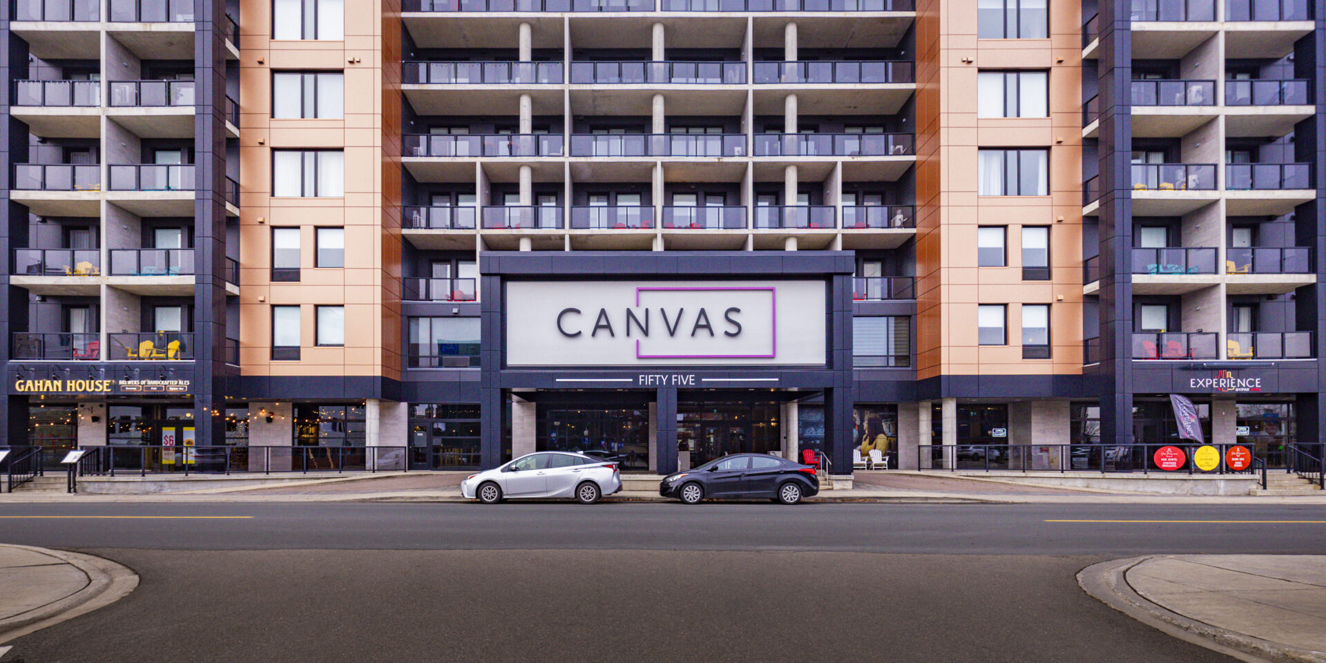 Front of the Cnavas Hotel in Moncton